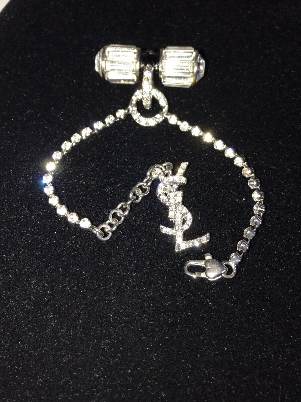 YSL CRYSTAL LOGO BRACELET with crystals Sterling Silver 925